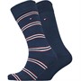 Tommy Hilfiger Mens Two Pack Tommy Stripe Socks Navy/Rouge