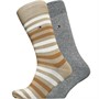 Tommy Hilfiger Mens Duo Stripe Two Pack Socks Beige