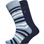 Tommy Hilfiger Mens Duo Stripe Two Pack Socks Light Blue Melange