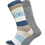 Tommy Hilfiger Mens Lighthouse Stripe Two Pack Socks Beige Combo