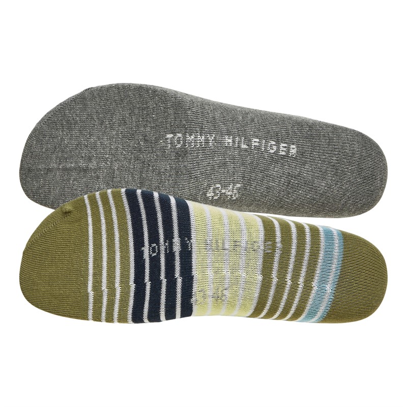 Tommy Hilfiger Mens Multicolour Stripe Two Pack Socks Olive Combo