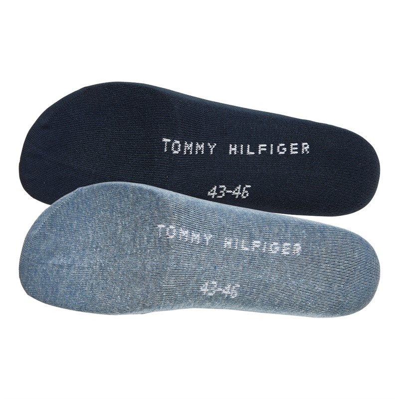 Tommy Hilfiger Mens Quarter Two Pack Socks Light Blue Melange