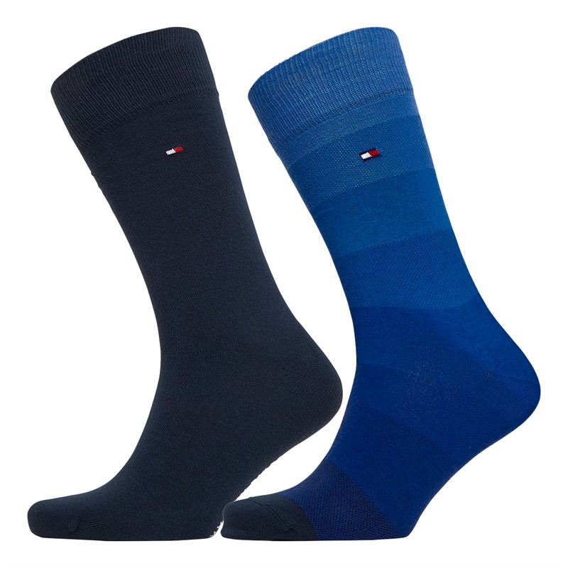 Tommy Hilfiger Mens Gradient Birdseye Two Pack Socks Blue Combo