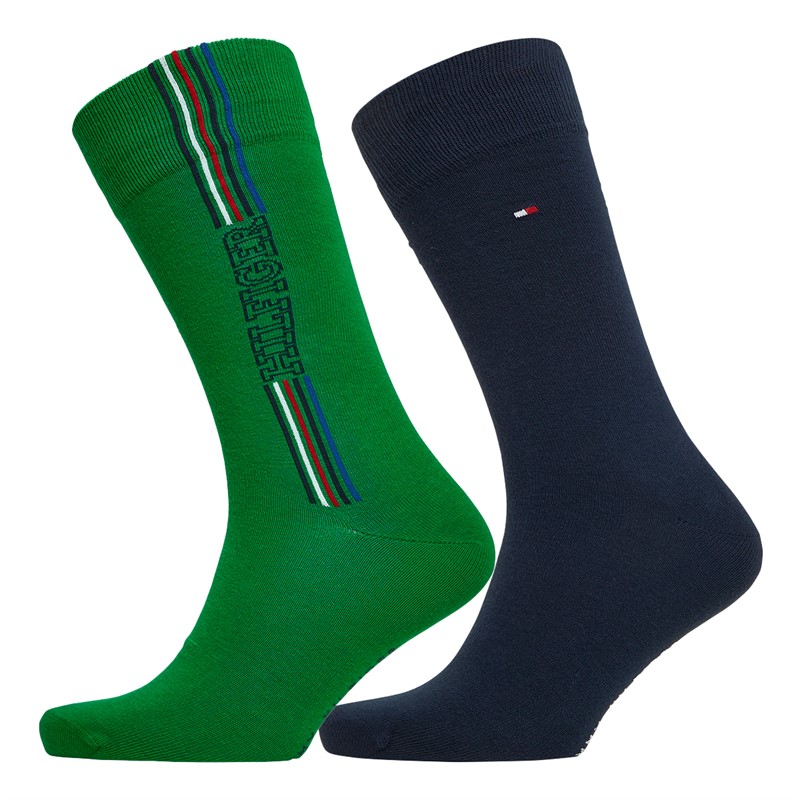 Tommy Hilfiger Mens Hilfiger Two Pack Socks Green Combo