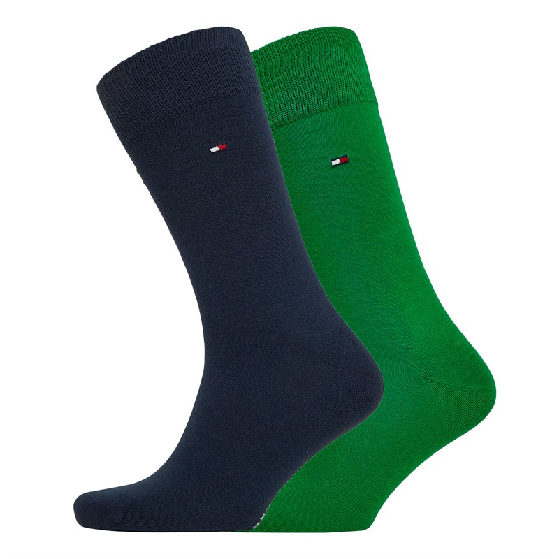 Tommy Hilfiger Mens Classic Two Pack Socks Green Combo