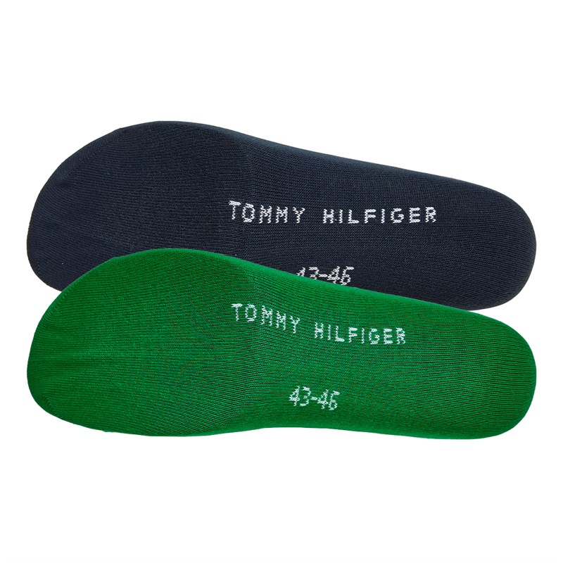 Tommy Hilfiger Mens Quarter Two Pack Socks Green Combo