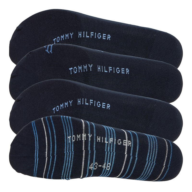 Tommy Hilfiger Mens Monogram S Four Pack Socks Giftbox Navy Combo