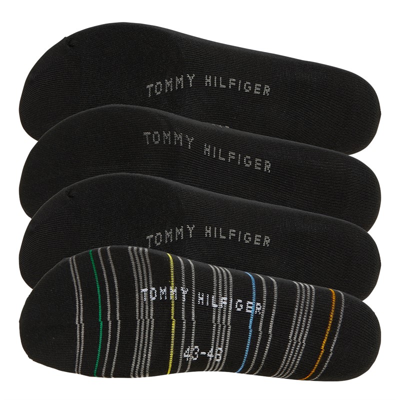 Tommy Hilfiger Mens Monogram S Four Pack Socks Giftbox Black Combo