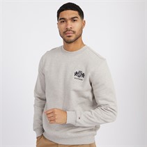 Tommy Hilfiger Mens Small Crest Sweatshirt Heathered Pebble