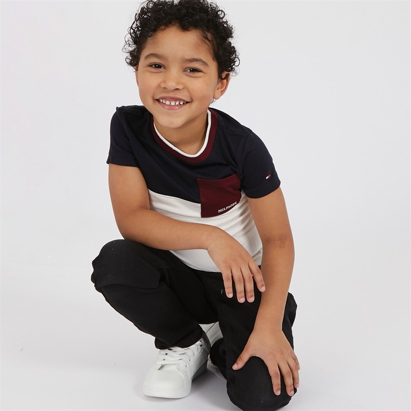 Tommy Hilfiger Boys Colorblock Embroidery T-Shirt Ancient White