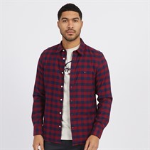 Tommy Hilfiger Mens Brushed Gingham Shirt Rouge/Carbon Navy