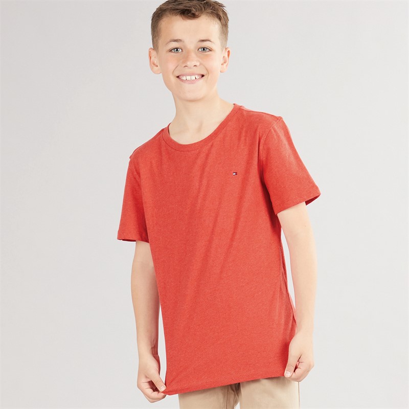 Tommy Hilfiger Boys Basic Knit T-Shirt Apple Red Heather