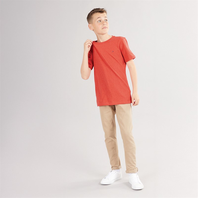 Tommy Hilfiger Boys Basic Knit T-Shirt Apple Red Heather