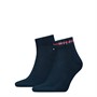 Tommy Hilfiger Mens TH Stripe Two Pack Quarter Socks Navy