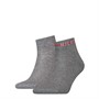 Tommy Hilfiger Mens TH Stripe Two Pack Quarter Socks Mid Grey Melange