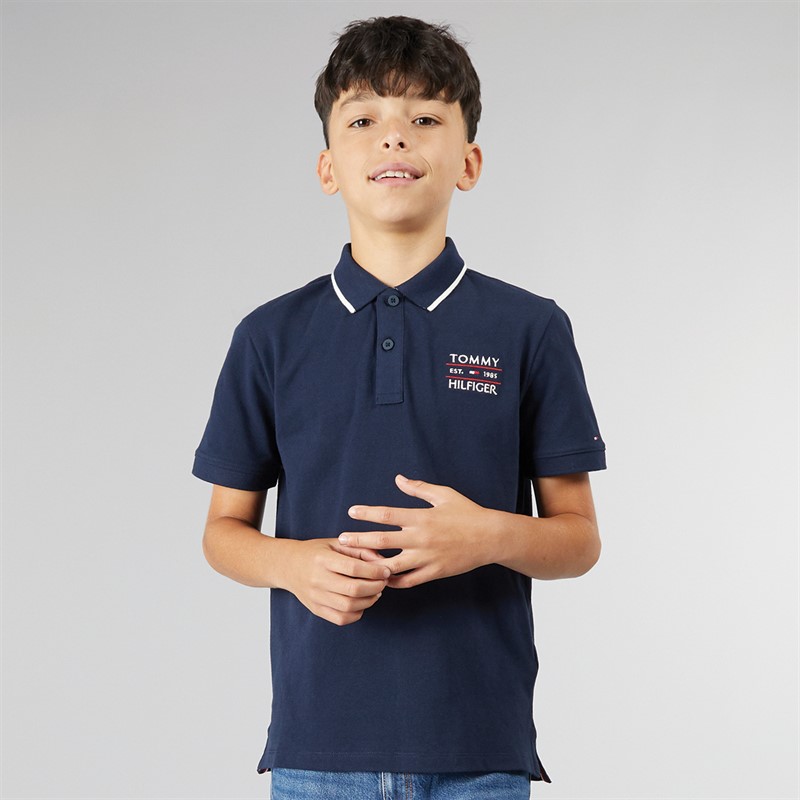 Tommy Hilfiger Boys Flag Polo Shirt Dark Night Navy