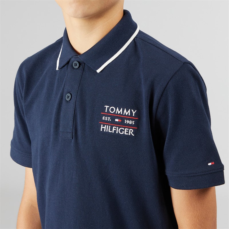 Tommy Hilfiger Boys Flag Polo Shirt Dark Night Navy