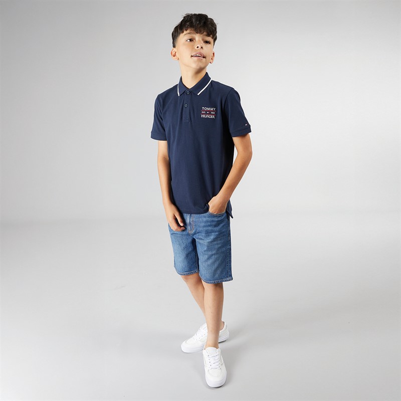 Tommy Hilfiger Boys Flag Polo Shirt Dark Night Navy