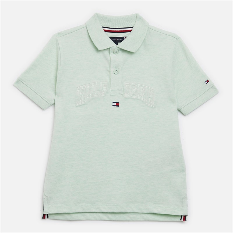 Tommy Hilfiger Boys Varsity Polo Shirt Dew Green Heather