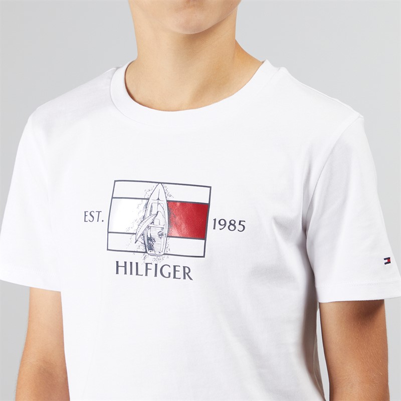 Tommy Hilfiger Boys Flag Yacht T-Shirt White