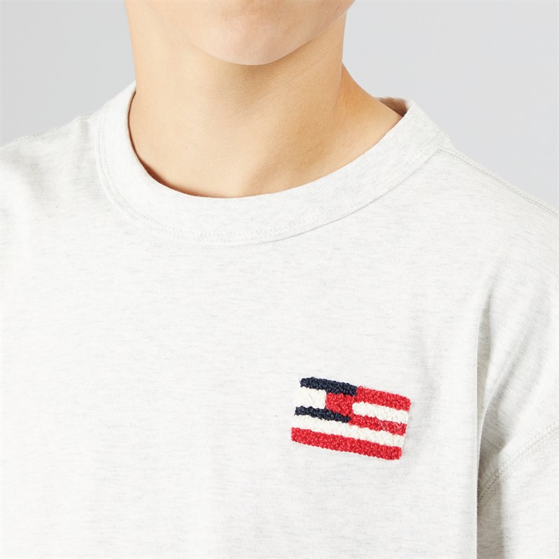 Tommy Hilfiger Boys Flag Terry T-Shirt Snow White Heather