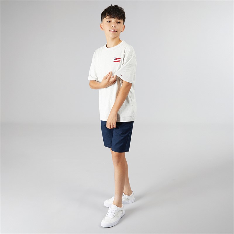 Tommy Hilfiger Boys Flag Terry T-Shirt Snow White Heather