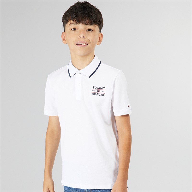 Tommy Hilfiger Boys Flag Polo White