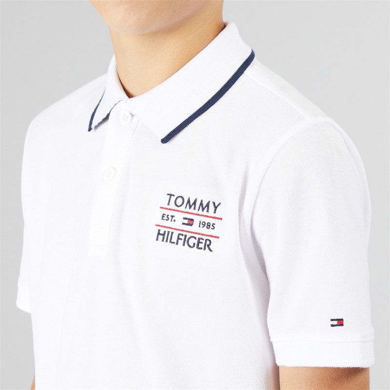 Tommy Hilfiger Boys Flag Polo White