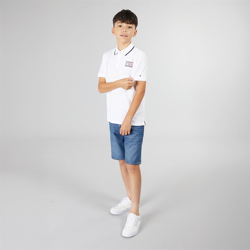 Tommy Hilfiger Boys Flag Polo White