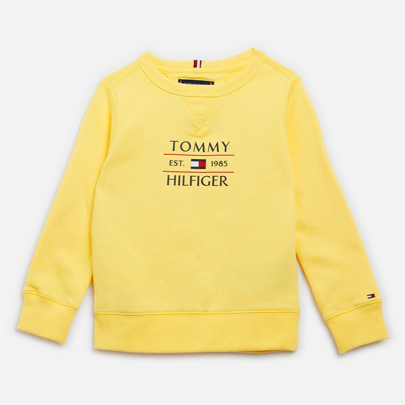Tommy Hilfiger Boys Flag Pullover Sweatshirt Citronella - Size 6Y
