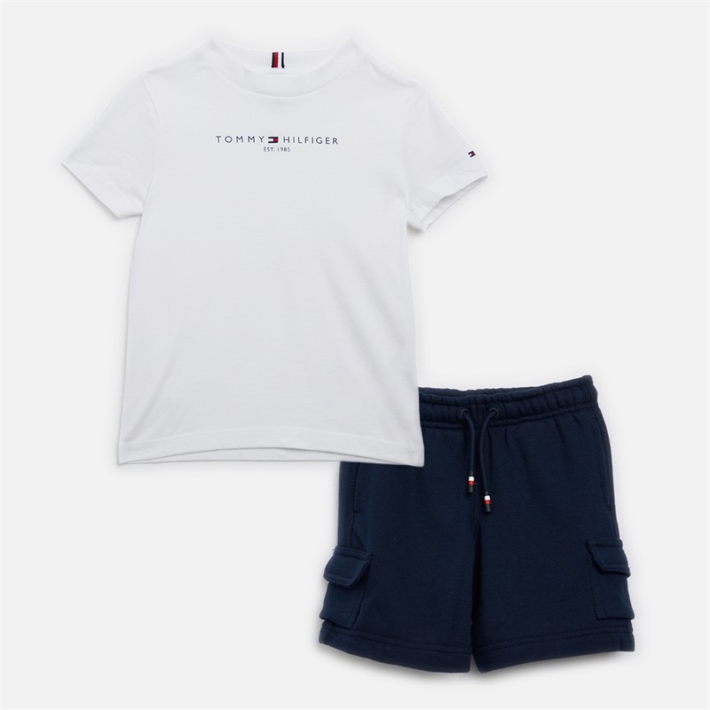 Tommy Hilfiger Boys T-Shirt And Shorts Co-Ord Set White/Dark Night Navy