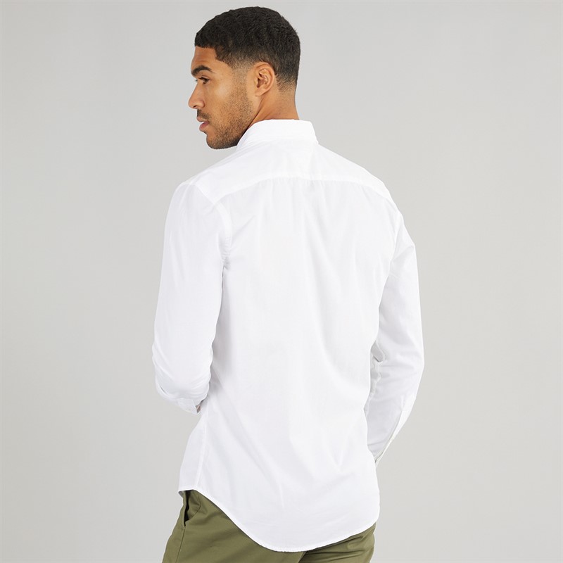 Tommy Hilfiger Mens Flex Poplin Kent Long Sleeve Shirt Optic White