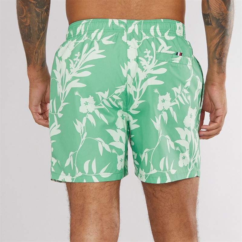 Tommy Hilfiger Mens Drawstring Swim Shorts Floral Tropic AOP Fort Green