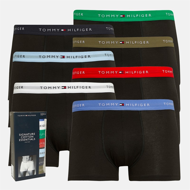 Tommy Hilfiger Mens Seven Pack Trunks Ir Black/White/Green/Fr Red/Vl B/D/Ut Olv