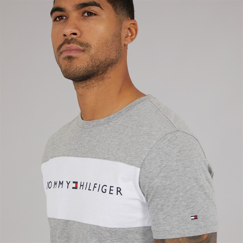 Tommy Hilfiger Mens Block T-Shirt Light Grey Heather