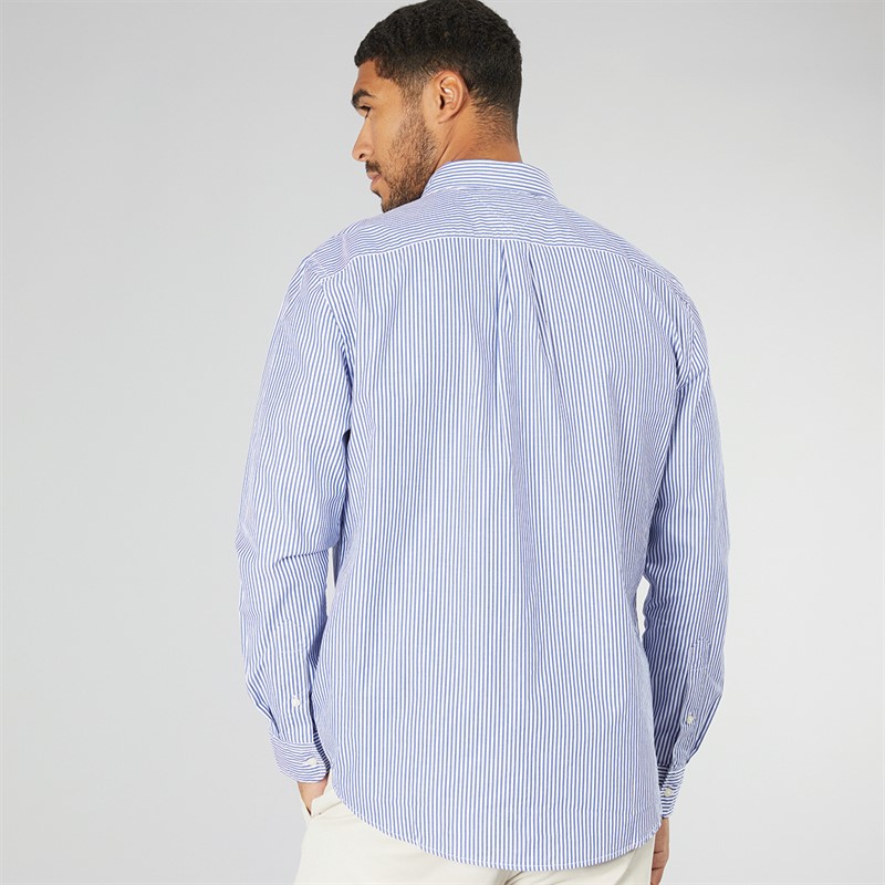 Tommy Hilfiger Mens Flex Poplin Classic Long Sleeve Shirt Wedge Blue/Optic White