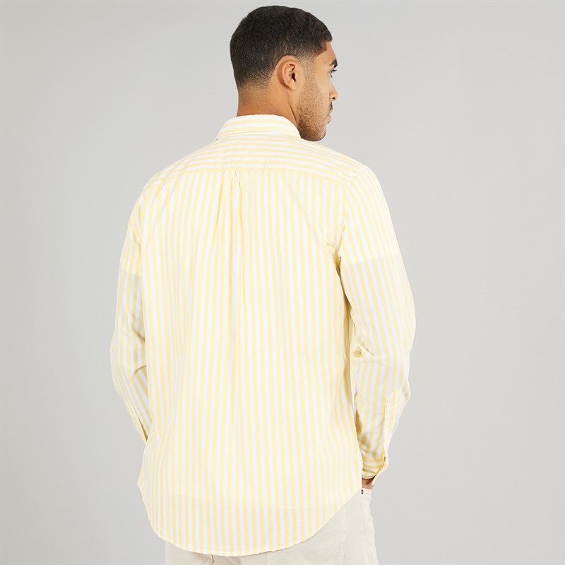 Tommy Hilfiger Mens Flex Poplin Long Sleeve Shirt Citronella/Optic White
