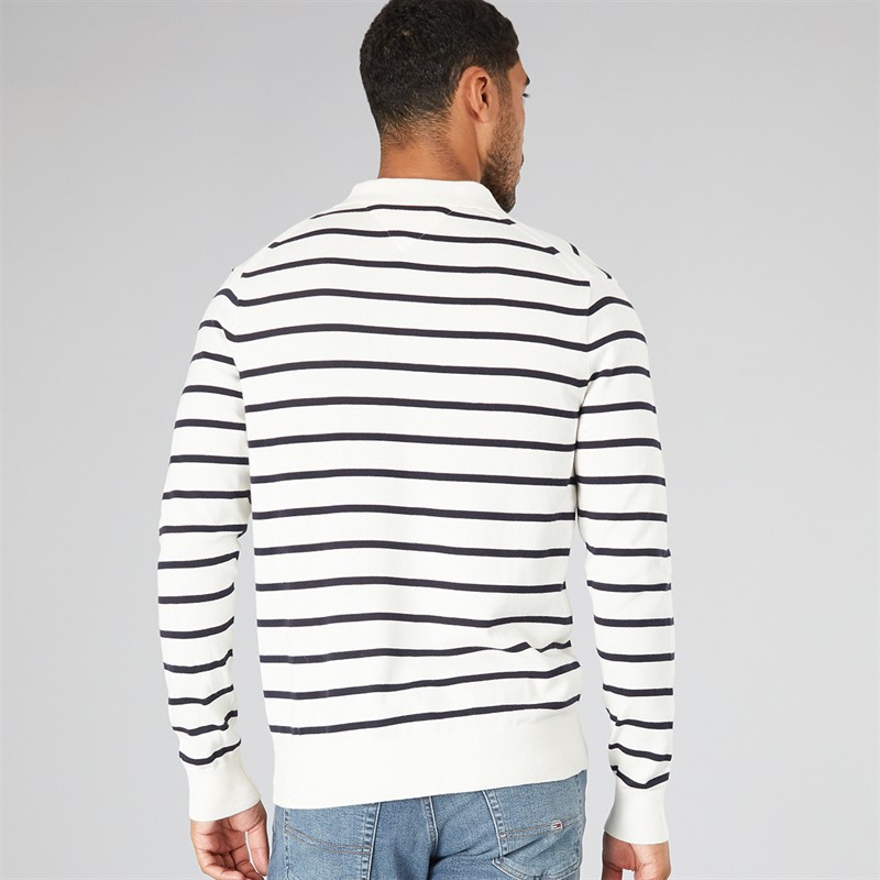 Tommy Hilfiger Mens Essential Cotton Knit Polo Shirt Ivory Petal/Desert Sky