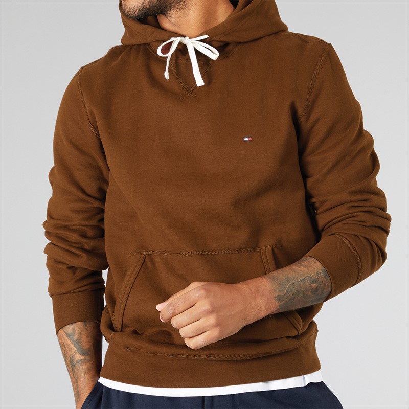 Tommy Hilfiger Mens Fleece Hoodie Rich Mocha