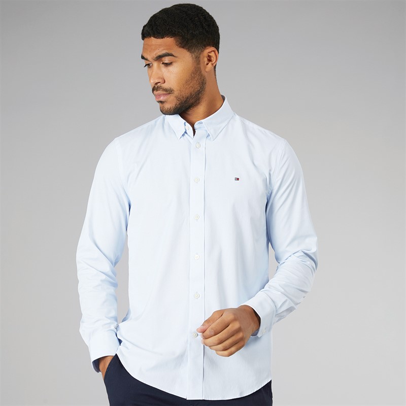 Tommy Hilfiger Mens Performance Print Long Sleeve Shirt Optic White Allover