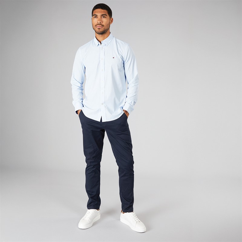 Tommy Hilfiger Mens Performance Print Long Sleeve Shirt Optic White Allover