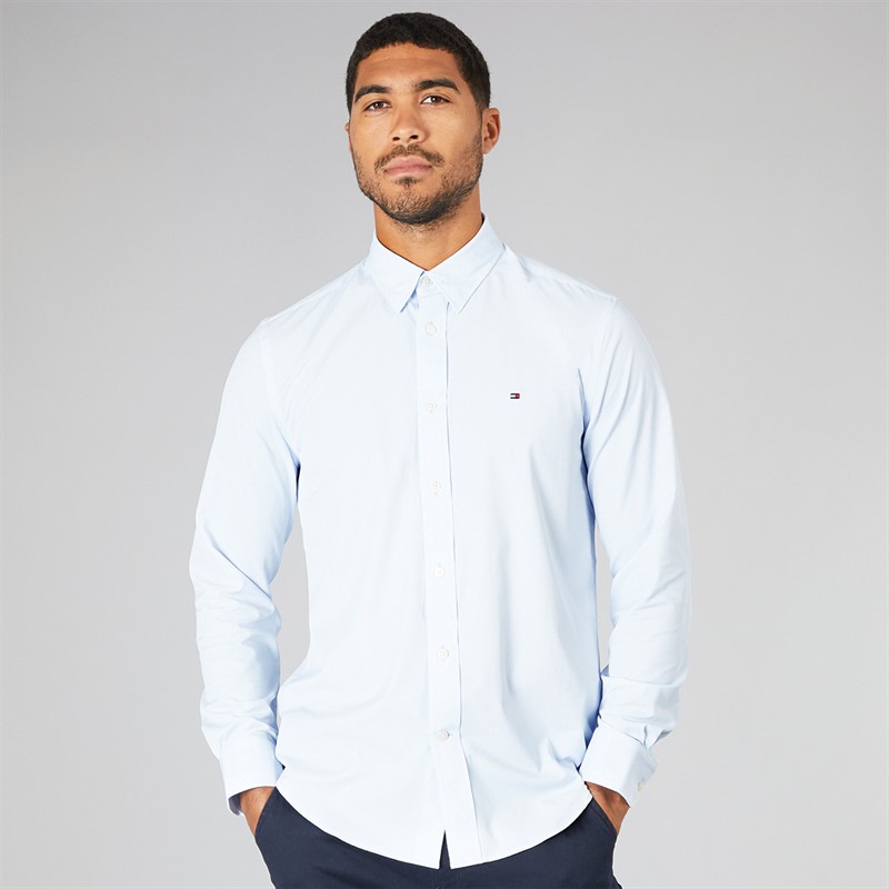 Tommy Hilfiger Mens Performance Print Long Sleeve Shirt Optic White Allover