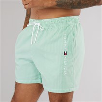 Tommy Hilfiger Mens Drawstring Swim Shorts Ithaca White Radiant Green