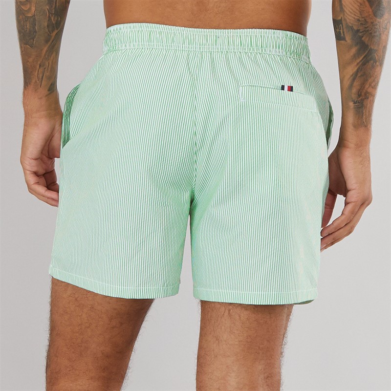 Tommy Hilfiger Mens Drawstring Swim Shorts Ithaca White Radiant Green