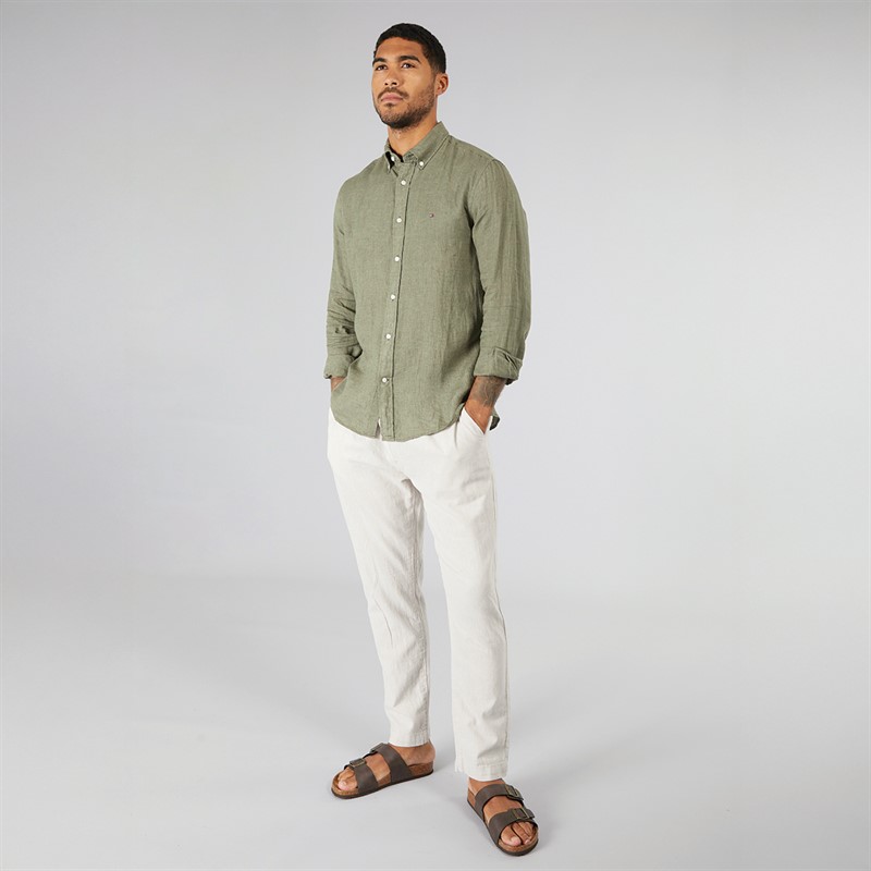 Tommy Hilfiger Mens Long Sleeve Shirt Battle Green