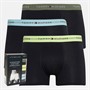 Tommy Hilfiger Mens Three Pack Trunks Stonewash Green/Faded Lime/Cool Blue