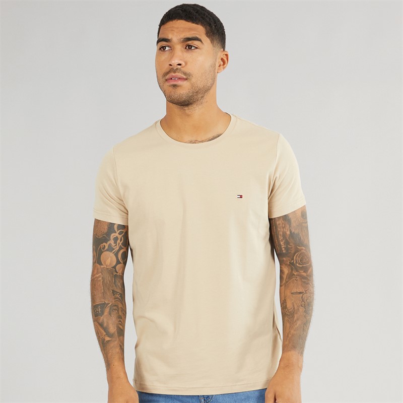 Tommy Hilfiger Mens Stretch Slim Fit T-Shirt Sandalwood