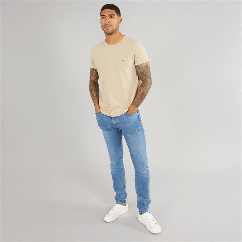 Tommy Hilfiger Mens Stretch Slim Fit T-Shirt Sandalwood