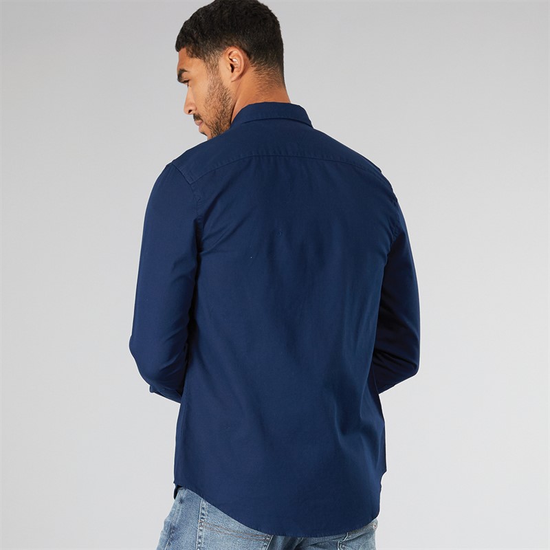 Tommy Hilfiger Mens Dobby Long Sleeve Shirt Carbon Navy