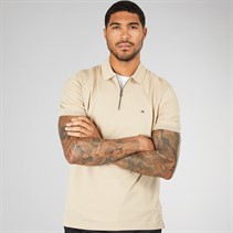 Tommy Hilfiger Mens Mercerised Pique Zip Polo Sandalwood